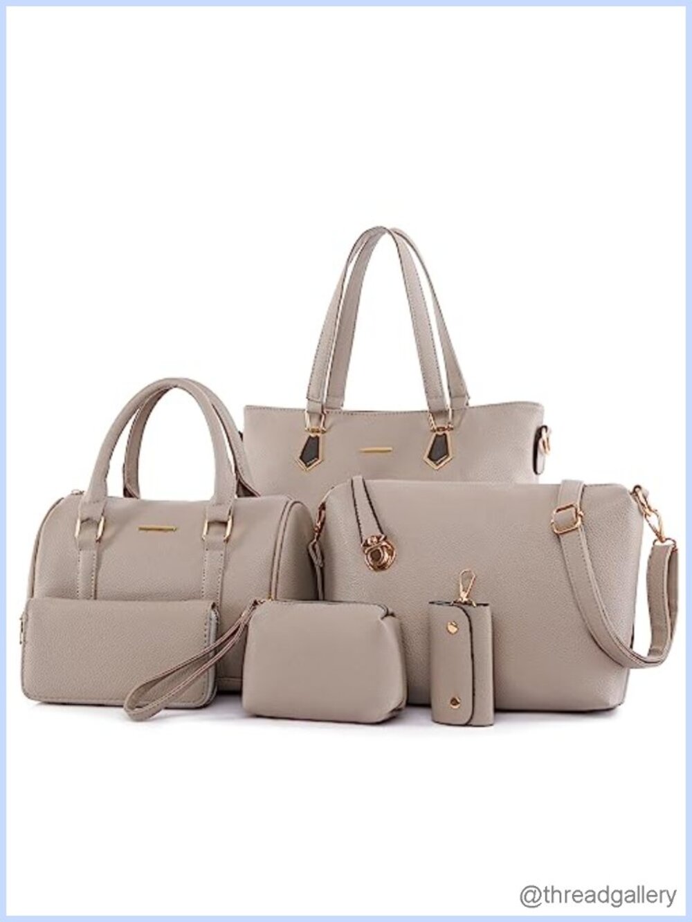 Synthetic Leather Purses and Handbags Set 6pcs Tote Crossbody Satchel